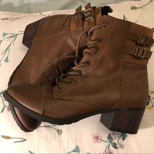 Brash Brown heeled combat boots